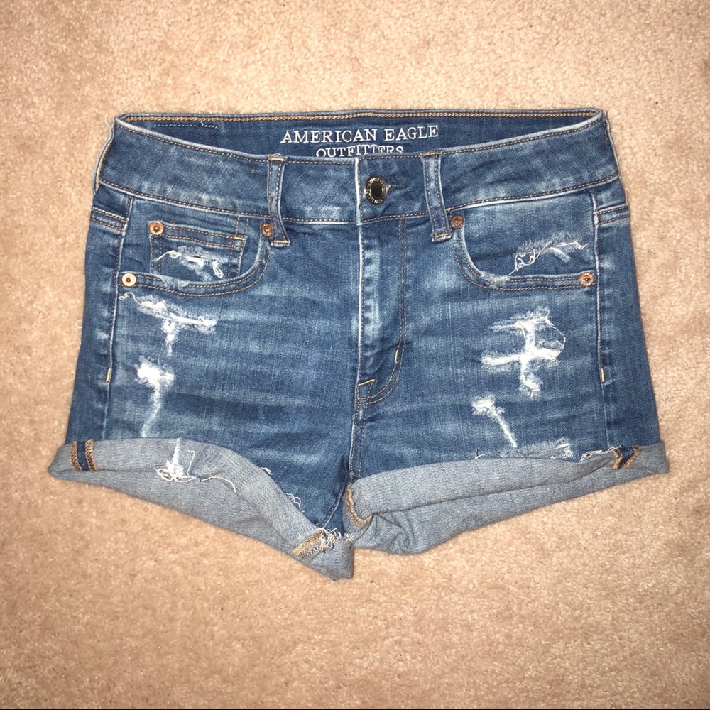 American Eagle Light Wash Ripped Shorts